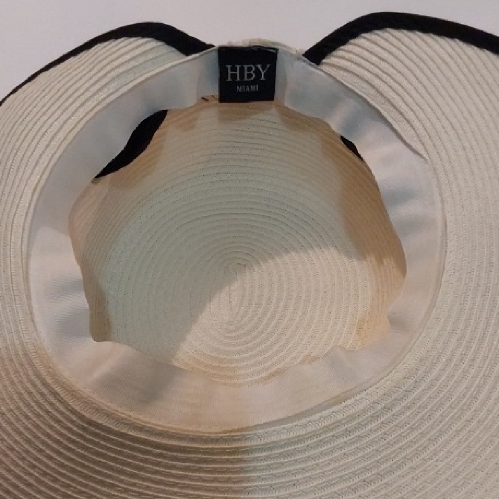 Elegant Cream and Black Wide Brim Hat - Picture 3 of 3